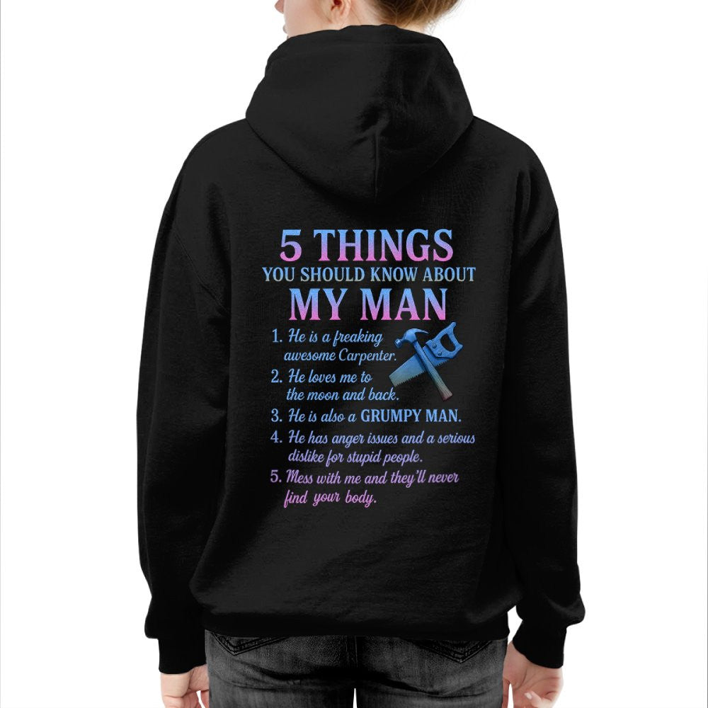 5 Things About My Man - Funny Carpenter T-Shirt, Hoodie & More - grunx260804-0003