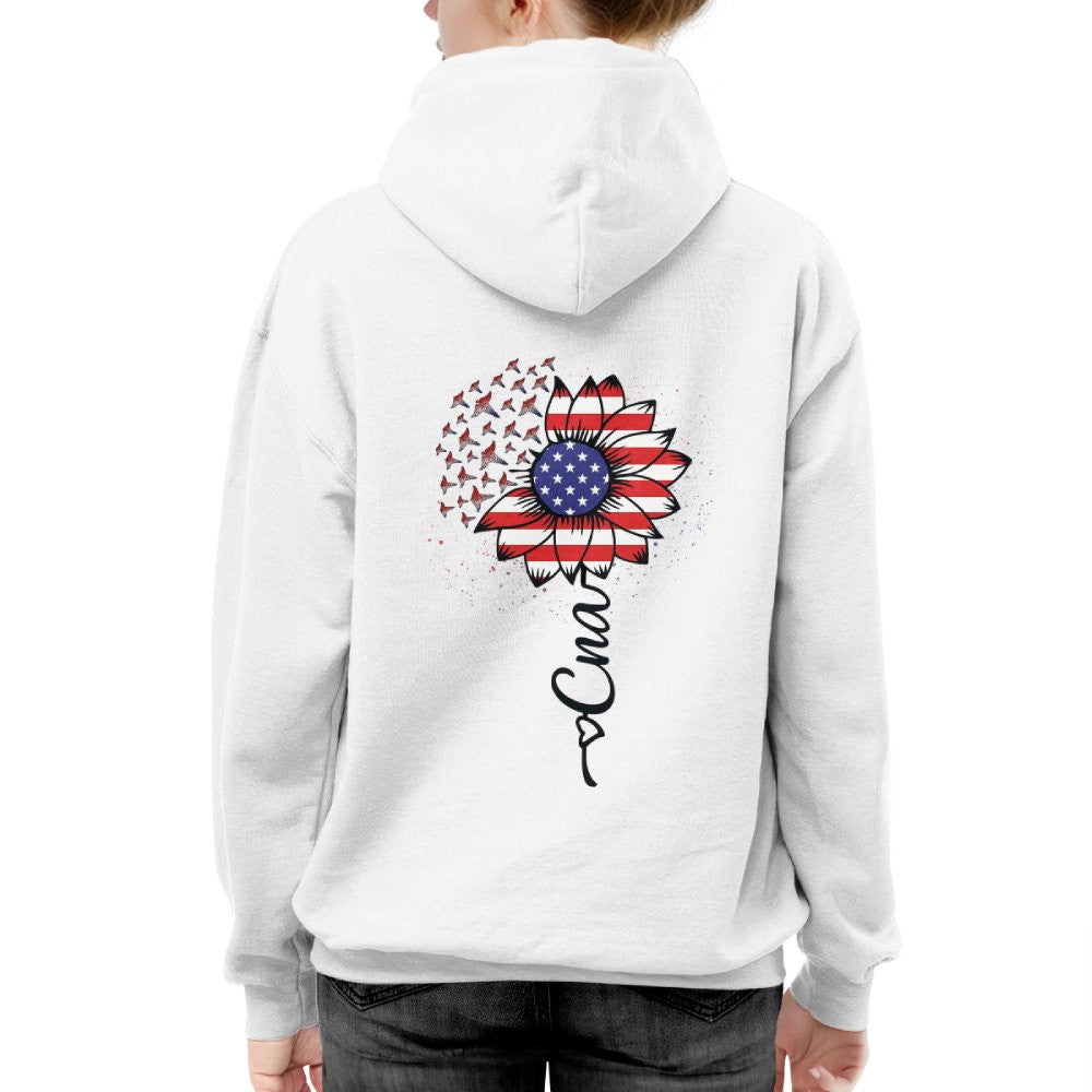American Flag Flower CNA Apparel - Patriotic Heartbeat T-Shirt, Hoodie & More - grunx260804-0147