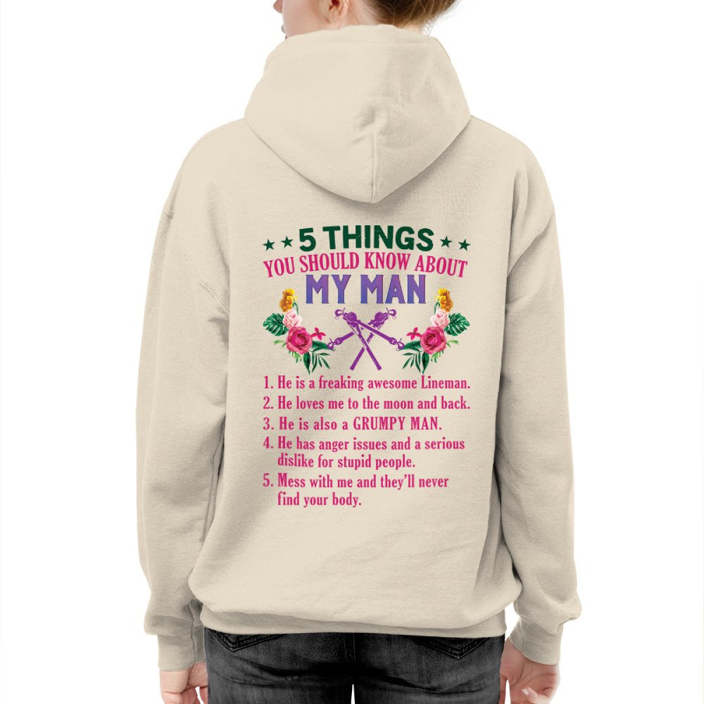 5 Things You Should Know - Lineman Husband Humor T-Shirt, Hoodie & More - grunx260804-0043
