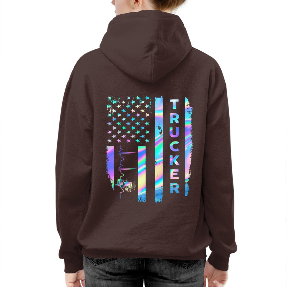 American Flag Holographic - Trucker Pride T-Shirt Hoodie & More - grunx260804-0151