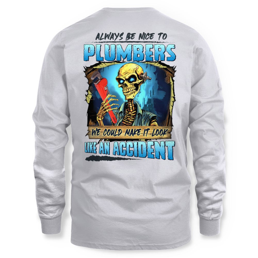 Always Be Nice Plumbers Apparel - Funny Skull T-Shirt, Hoodie & More - grunx260804-0102