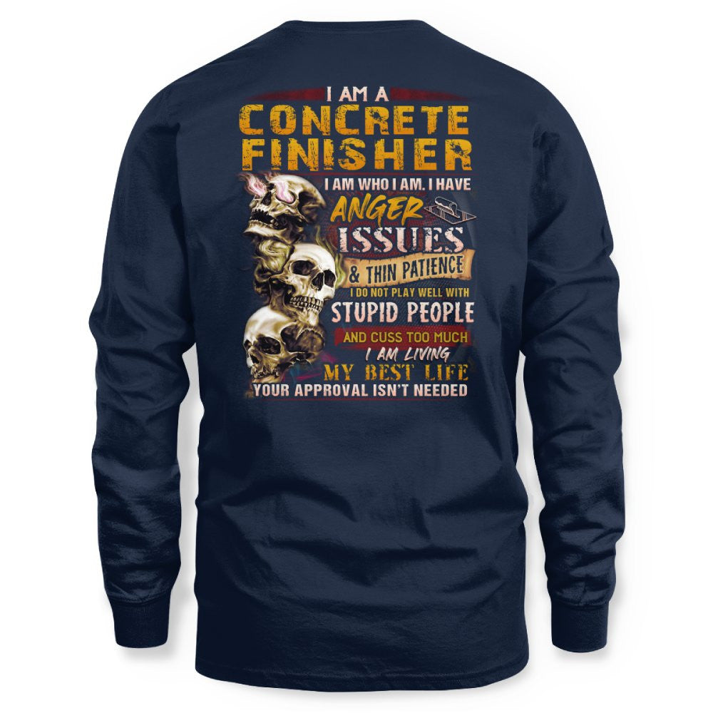 Anger Issues Concrete Finisher Apparel - Skull Attitude Tee Hoodie & More - grunx260804-0171