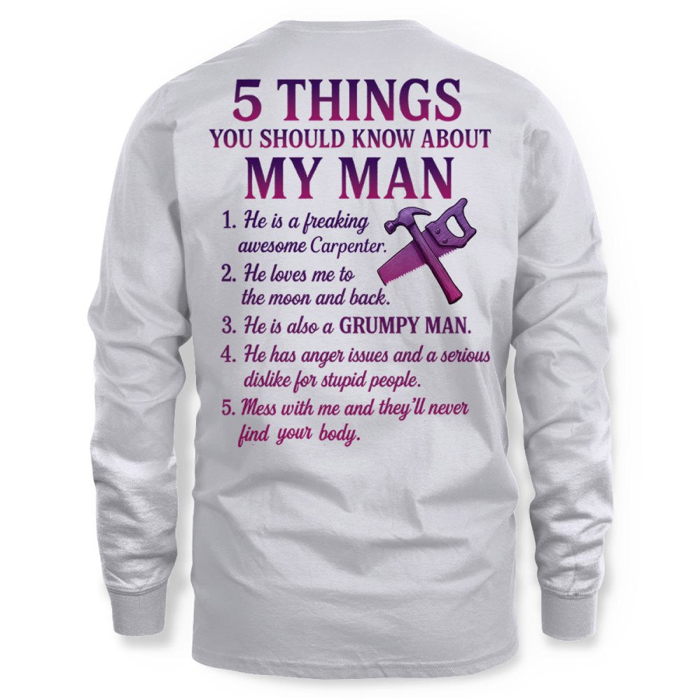 5 Things You Should Know - Carpenter Wife Funny T-Shirt, Hoodie & More - grunx260804-0041