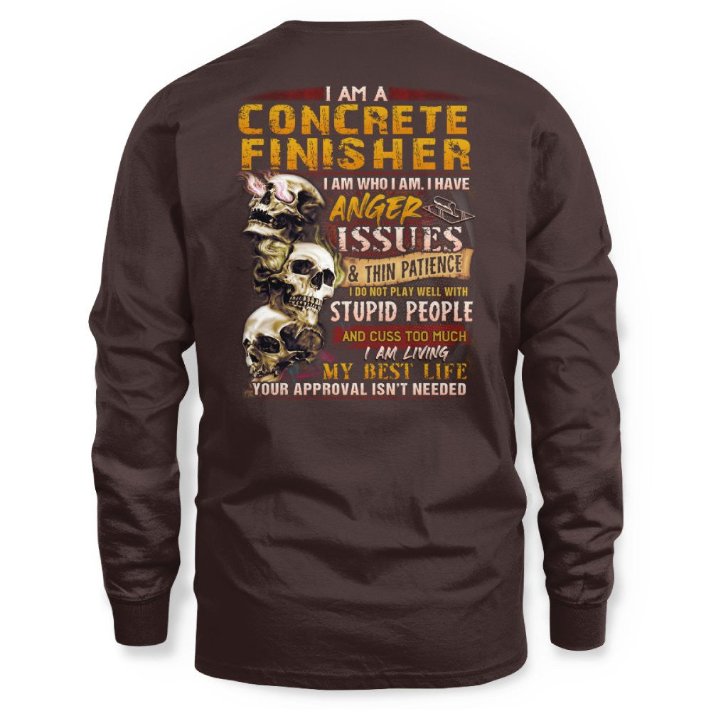Anger Issues Concrete Finisher Apparel - Skull Attitude Tee Hoodie & More - grunx260804-0171