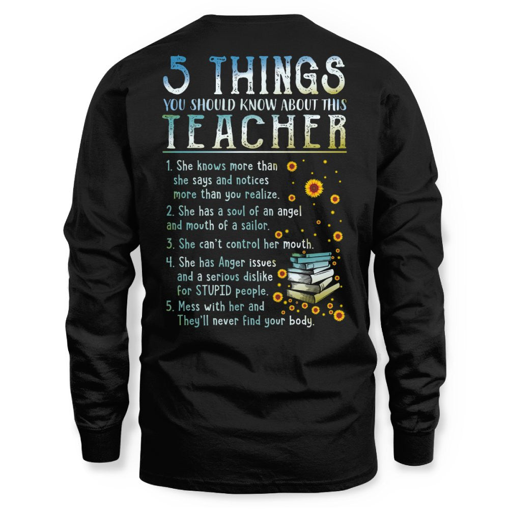 5 Things List - Bold Funny Teacher Statement T-Shirt, Hoodie & More - grunx260804-0058