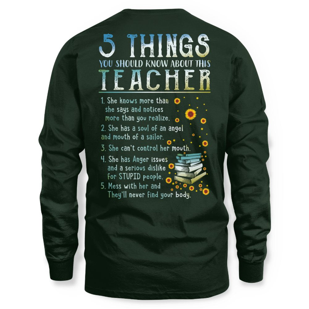 5 Things List - Bold Funny Teacher Statement T-Shirt, Hoodie & More - grunx260804-0058
