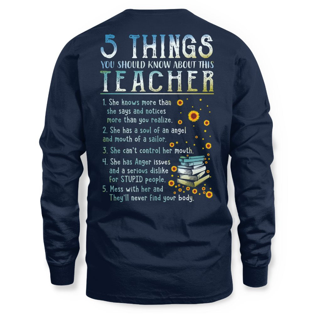 5 Things List - Bold Funny Teacher Statement T-Shirt, Hoodie & More - grunx260804-0058