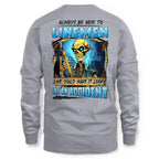 Always Be Nice Linemen Apparel - Funny Skull T-Shirt, Hoodie & More - grunx260804-0100