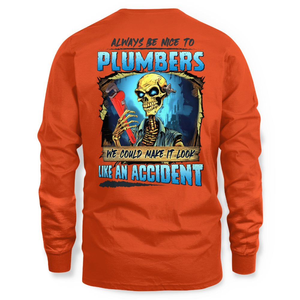 Always Be Nice Plumbers Apparel - Funny Skull T-Shirt, Hoodie & More - grunx260804-0102