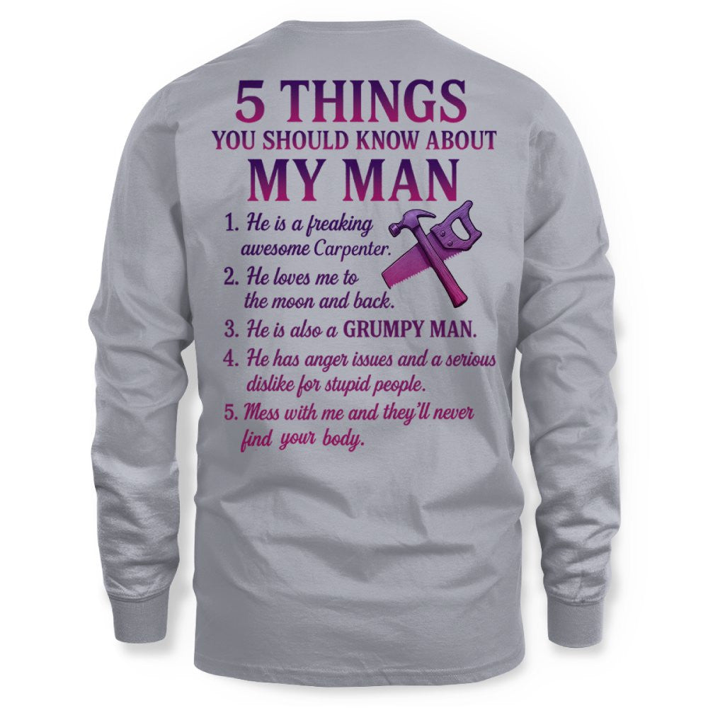5 Things You Should Know - Carpenter Wife Funny T-Shirt, Hoodie & More - grunx260804-0041