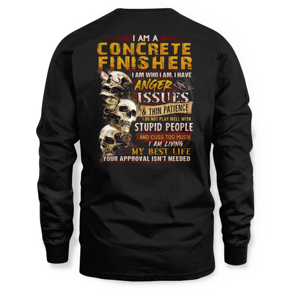 Anger Issues Concrete Finisher Apparel - Skull Attitude Tee Hoodie & More - grunx260804-0171