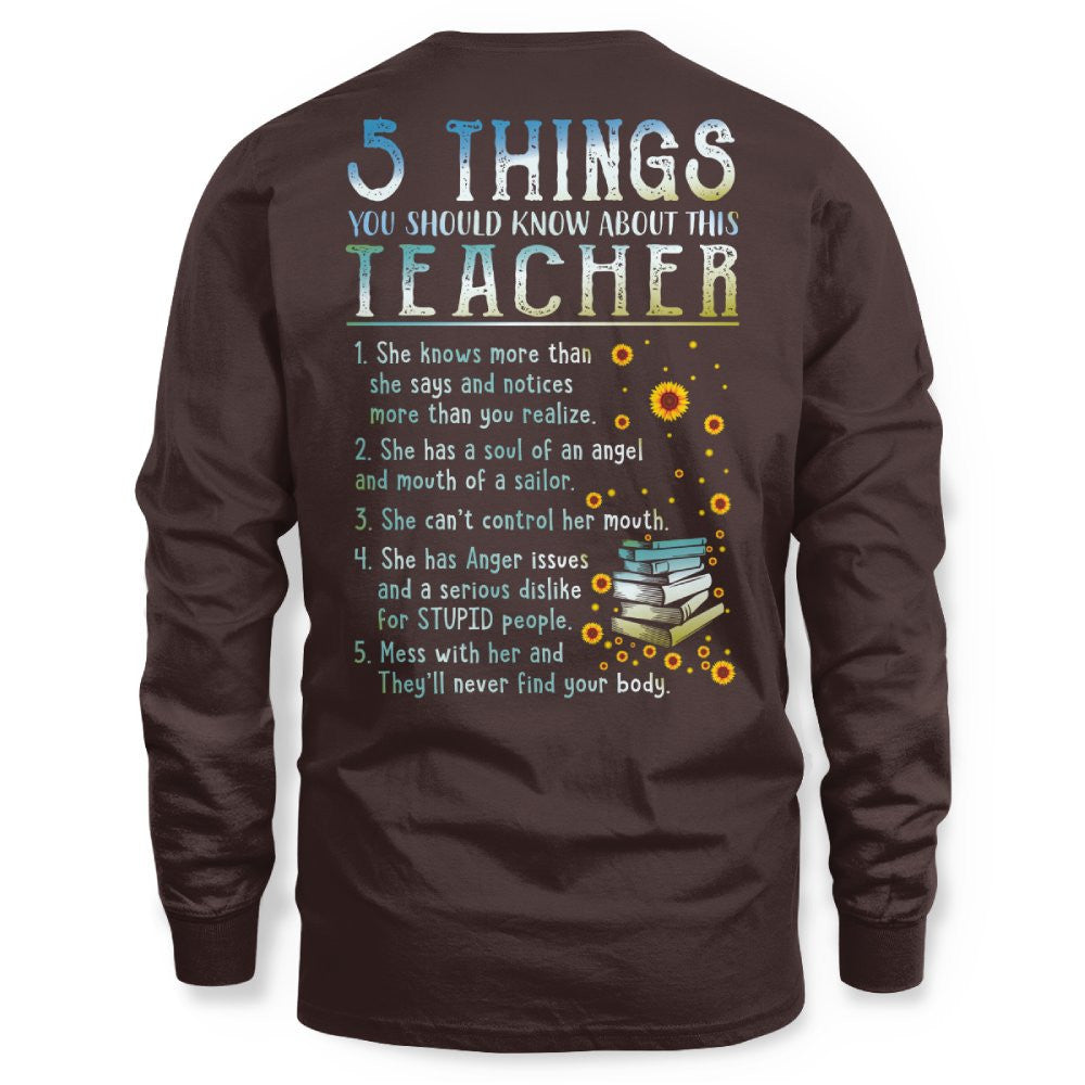 5 Things List - Bold Funny Teacher Statement T-Shirt, Hoodie & More - grunx260804-0058