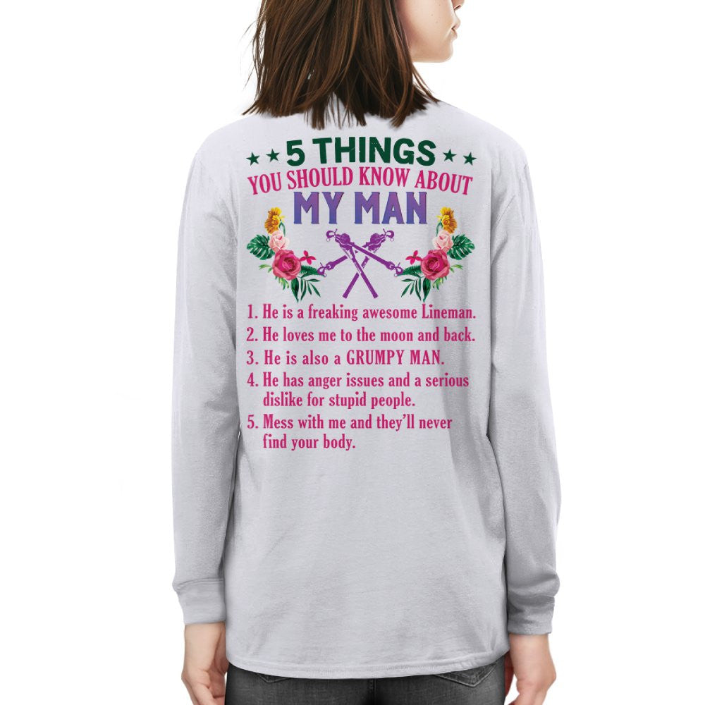5 Things You Should Know - Lineman Husband Humor T-Shirt, Hoodie & More - grunx260804-0043