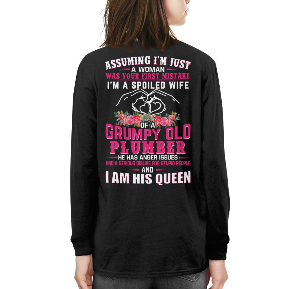 Assuming I'm Just A Woman - Grumpy Plumber Wife Quote T-Shirt Hoodie & More - grunx260804-0211