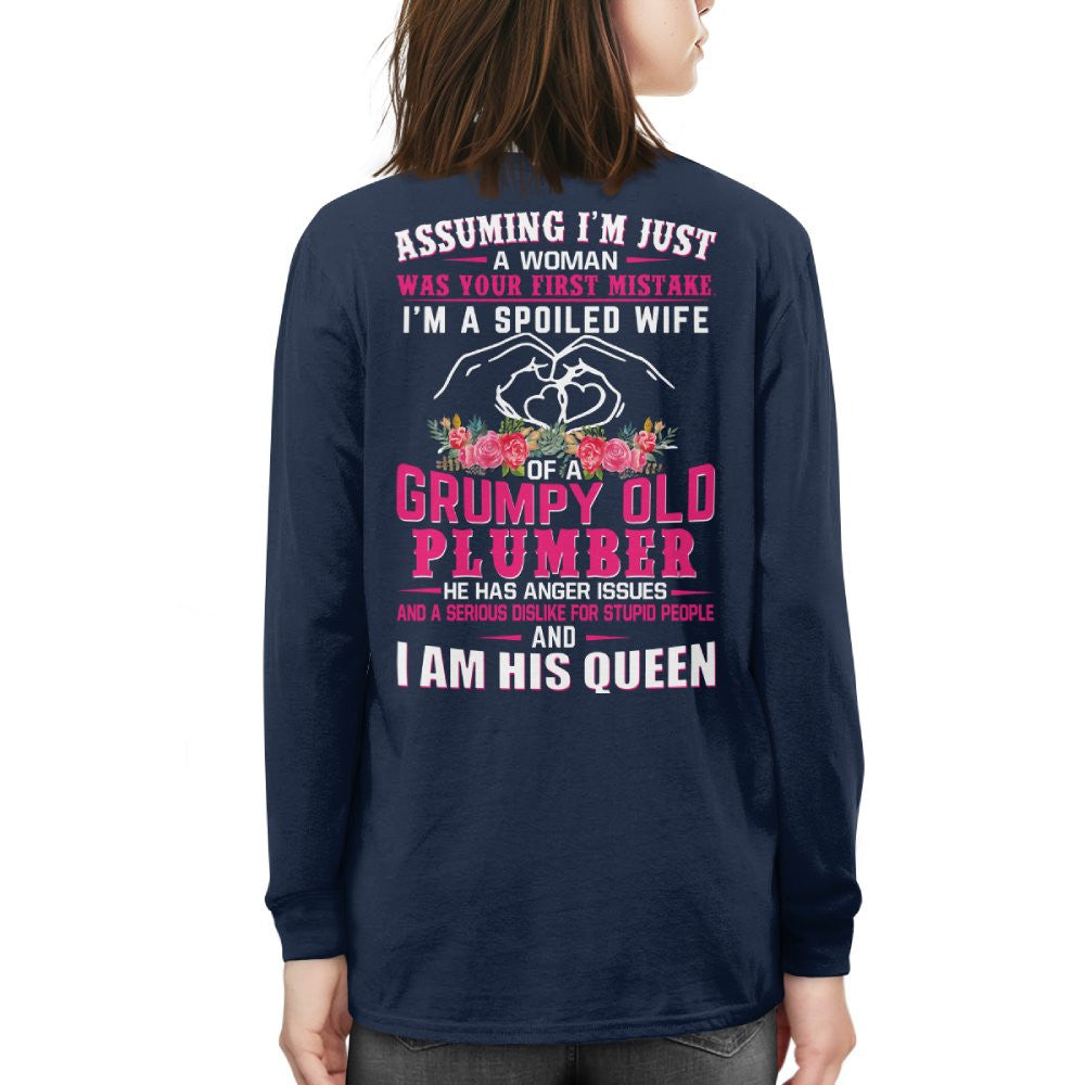 Assuming I'm Just A Woman - Grumpy Plumber Wife Quote T-Shirt Hoodie & More - grunx260804-0211