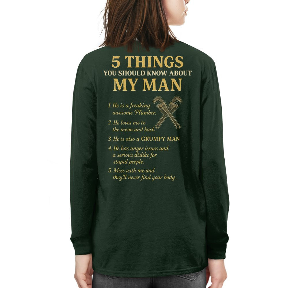 5 Things You Should Know About My Plumber - Funny Quote T-Shirt, Hoodie & More - grunx260804-0034