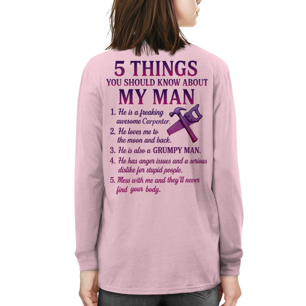 5 Things About My Carpenter Man Apparel - Funny Relationship T-Shirt, Hoodie & More - grunx260804-0001