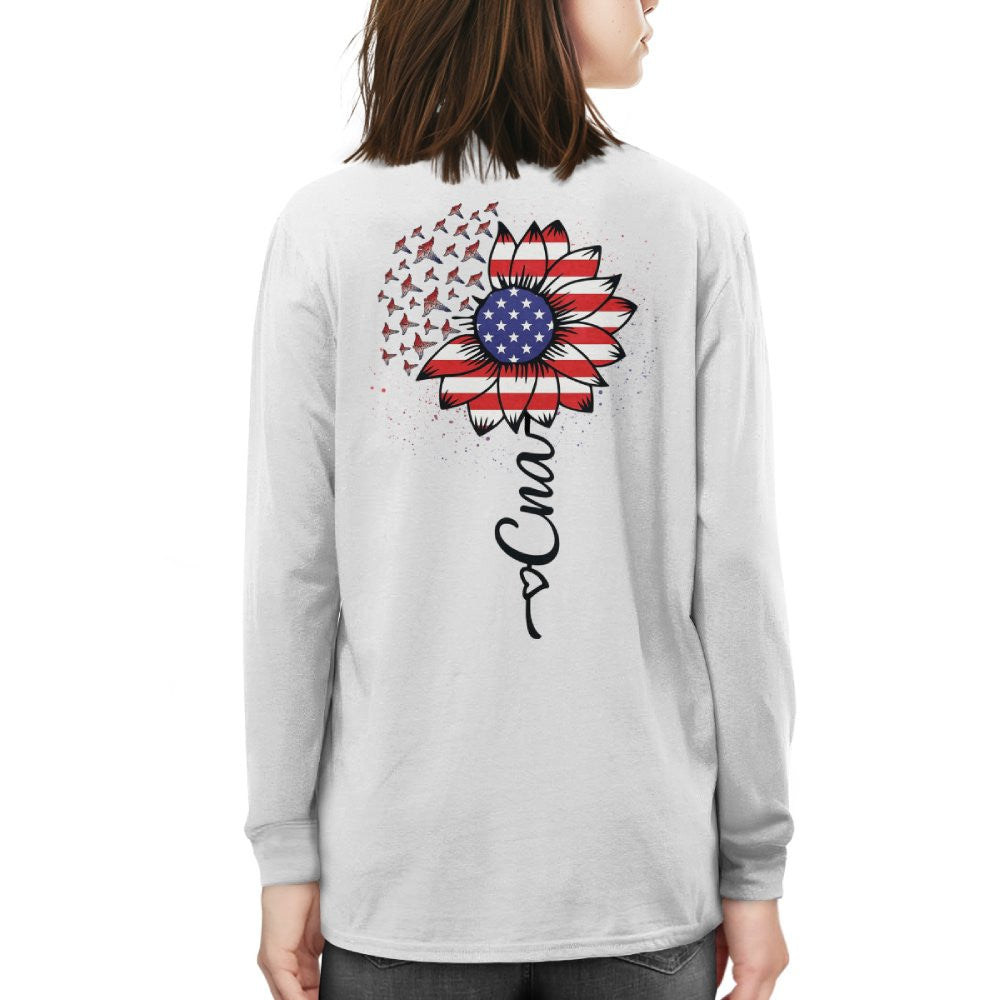 American Flag Flower CNA Apparel - Patriotic Heartbeat T-Shirt, Hoodie & More - grunx260804-0147