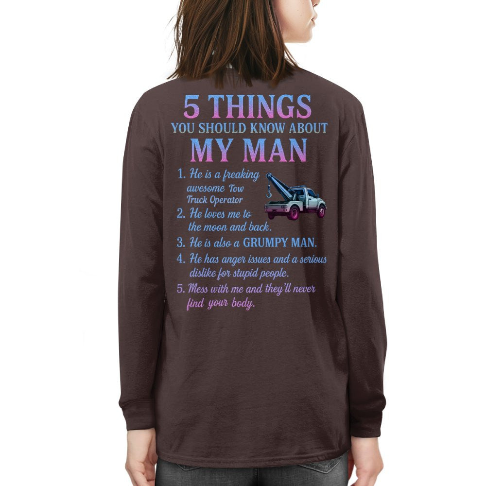 5 Things You Should Know - Tow Truck Operator Quote T-Shirt Hoodie & More - grunx260804-0049