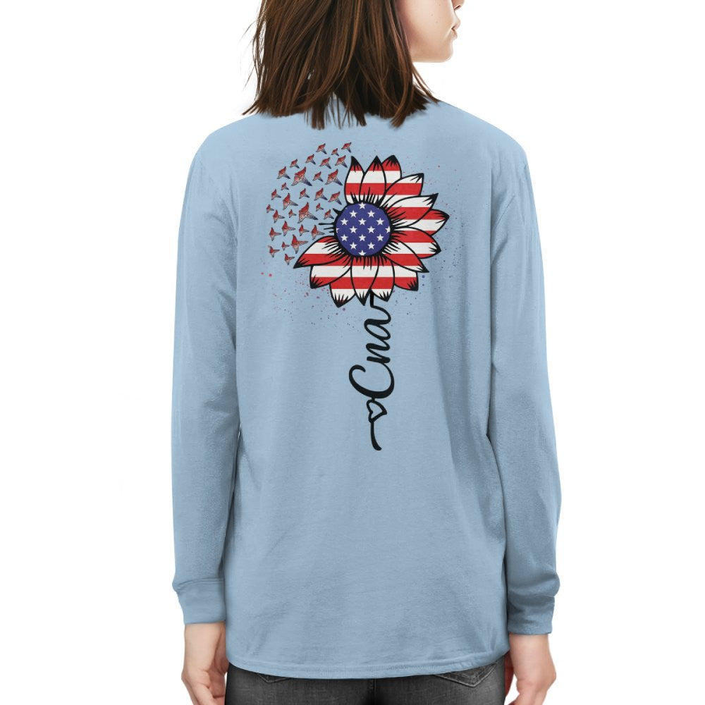 American Flag Flower CNA Apparel - Patriotic Heartbeat T-Shirt, Hoodie & More - grunx260804-0147