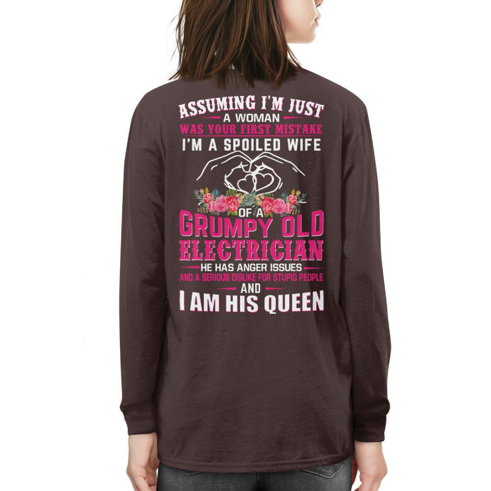 Assuming I'm Just A Woman - Electrician Wife Pride T-Shirt, Hoodie & More - grunx260804-0206