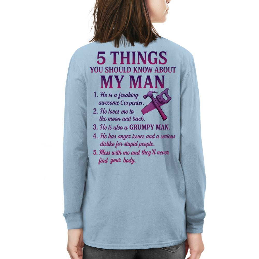 5 Things About My Carpenter Man Apparel - Funny Relationship T-Shirt, Hoodie & More - grunx260804-0001