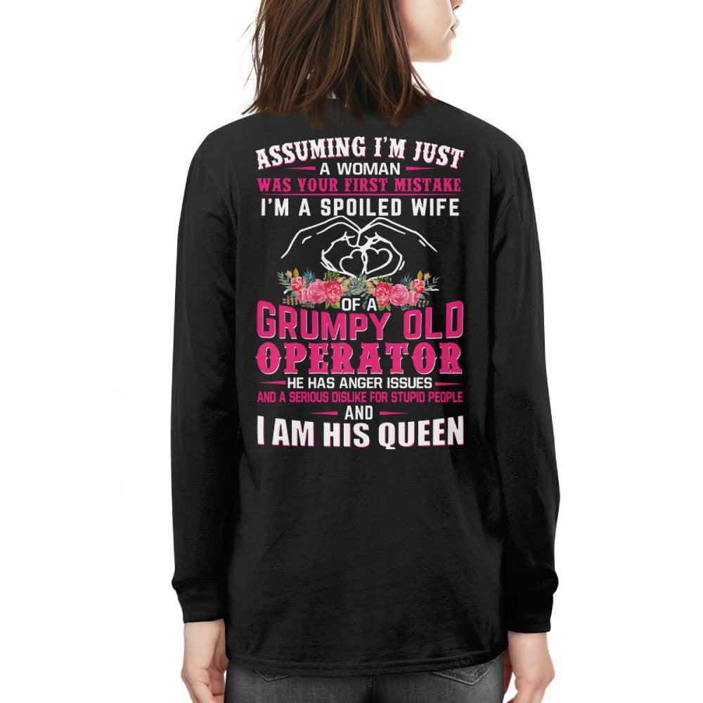 Assuming I'm Just A Woman - Grumpy Operator Wife Quote T-Shirt Hoodie & More - grunx260804-0209