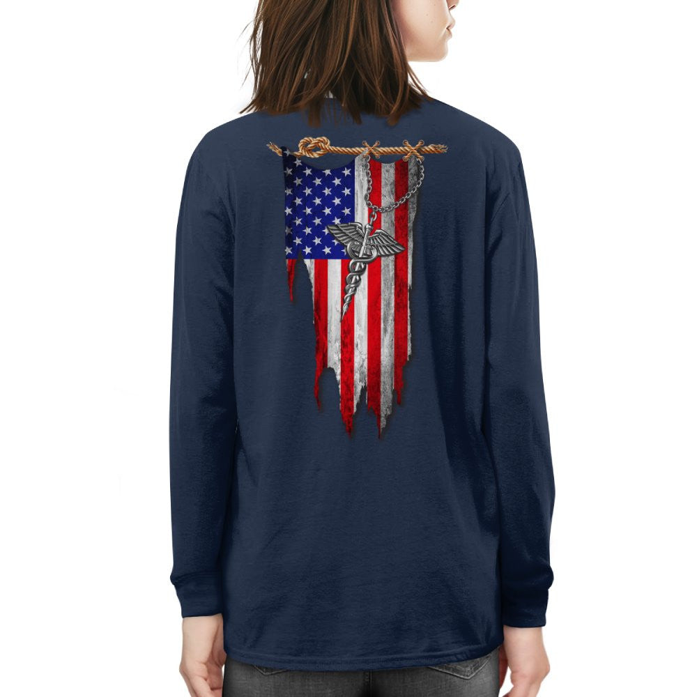 American Flag Caduceus Nurse Apparel - Patriotic T-Shirt Hoodie & More - grunx260804-0142