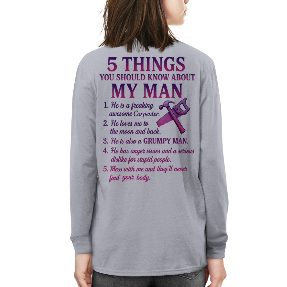 5 Things About My Carpenter Man Apparel - Funny Relationship T-Shirt, Hoodie & More - grunx260804-0001