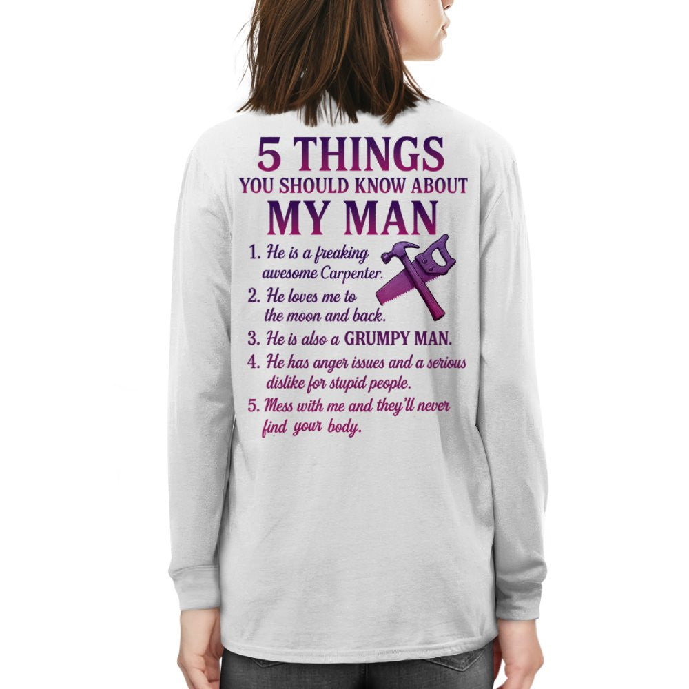 5 Things About My Carpenter Man Apparel - Funny Relationship T-Shirt, Hoodie & More - grunx260804-0001