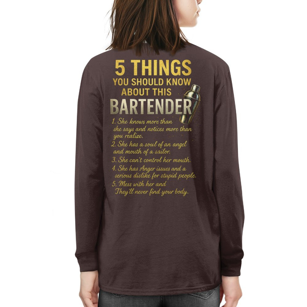 5 Things You Should Know About This Bartender - Funny Quote T-Shirt, Hoodie & More - grunx260804-0038