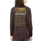 5 Things You Should Know About This Bartender - Funny Quote T-Shirt, Hoodie & More - grunx260804-0038