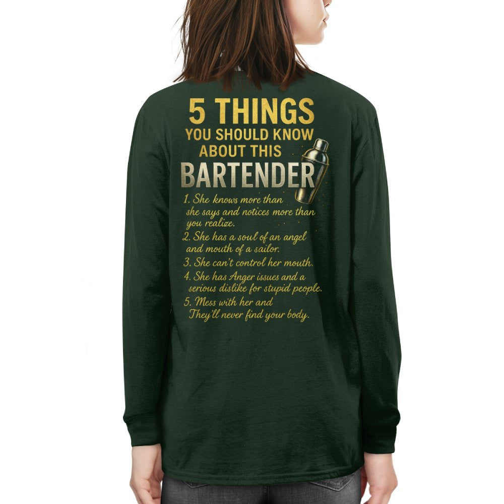 5 Things You Should Know About This Bartender - Funny Quote T-Shirt, Hoodie & More - grunx260804-0038