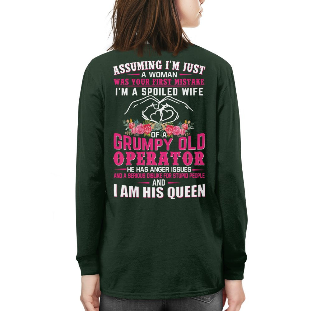 Assuming I'm Just A Woman - Grumpy Operator Wife Quote T-Shirt Hoodie & More - grunx260804-0209
