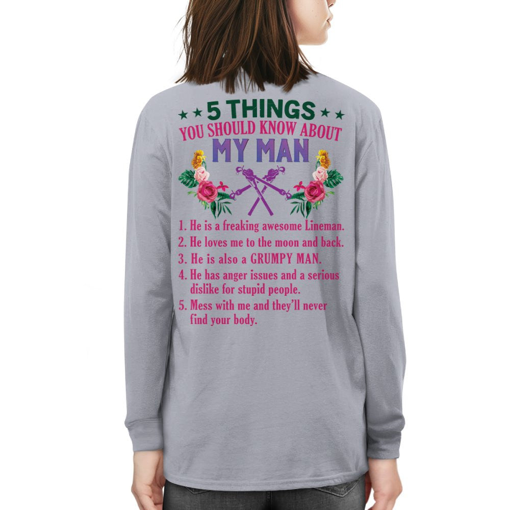 5 Things You Should Know - Lineman Husband Humor T-Shirt, Hoodie & More - grunx260804-0043