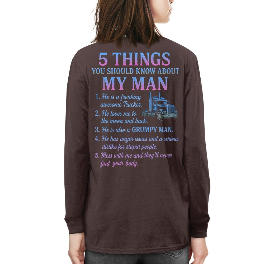 5 Things You Should Know About My Trucker - Funny Quote T-Shirt, Hoodie & More - grunx260804-0036