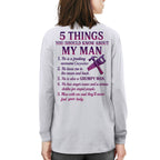 5 Things About My Carpenter Man Apparel - Funny Relationship T-Shirt, Hoodie & More - grunx260804-0001