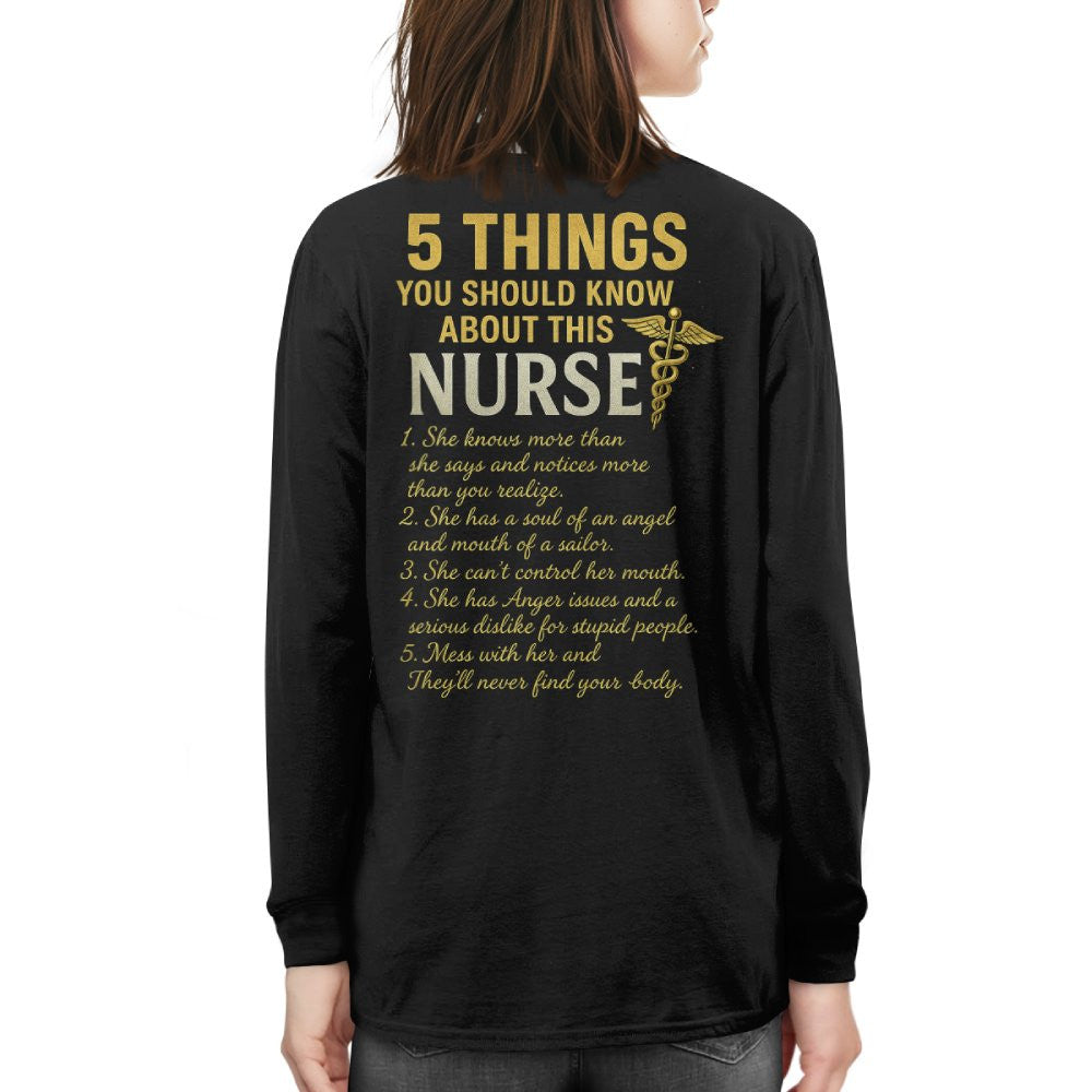 5 Things You Should Know About This Nurse - Funny Quote T-Shirt, Hoodie & More - grunx260804-0040