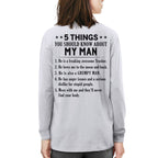 5 Things About My Trucker Man Apparel - Funny Love Quote T-Shirt, Hoodie & More - grunx260804-0014