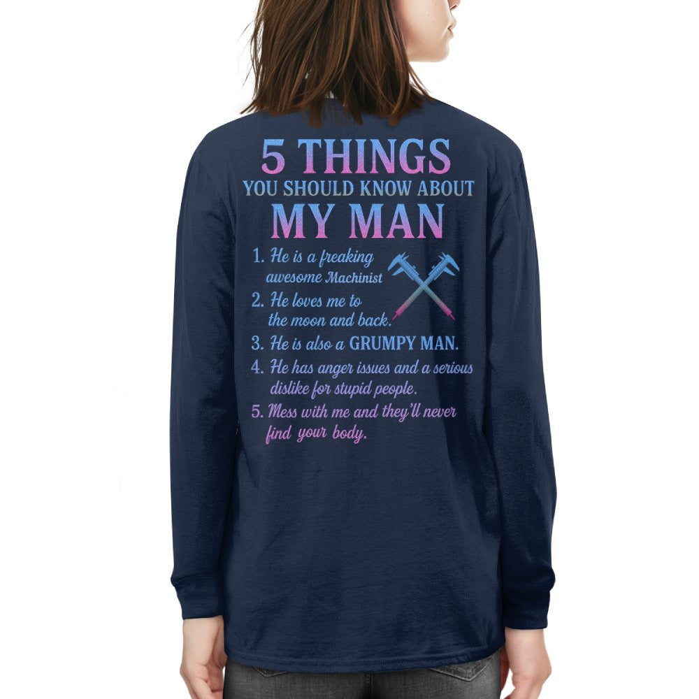 5 Things About My Machinist Man - Funny Love Quote T-Shirt, Hoodie & More - grunx260804-0002
