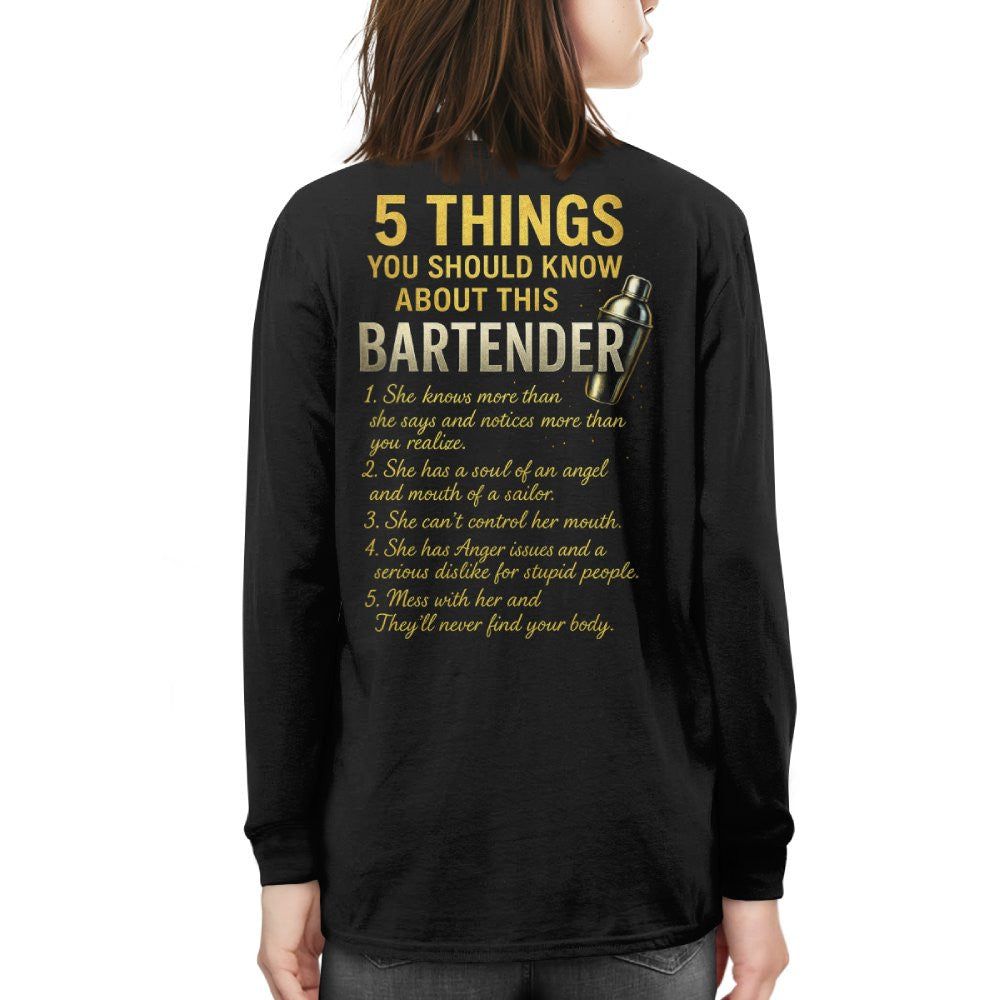 5 Things You Should Know About This Bartender - Funny Quote T-Shirt, Hoodie & More - grunx260804-0038