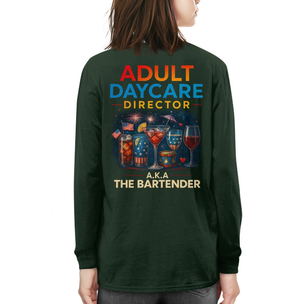 Adult Daycare Director Bartender Apparel - Funny T-Shirt, Hoodie & More - grunx260804-0076