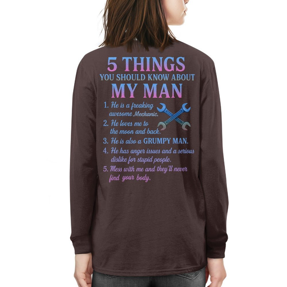 5 Things About My Man - Funny Mechanic T-Shirt, Hoodie & More - grunx260804-0004