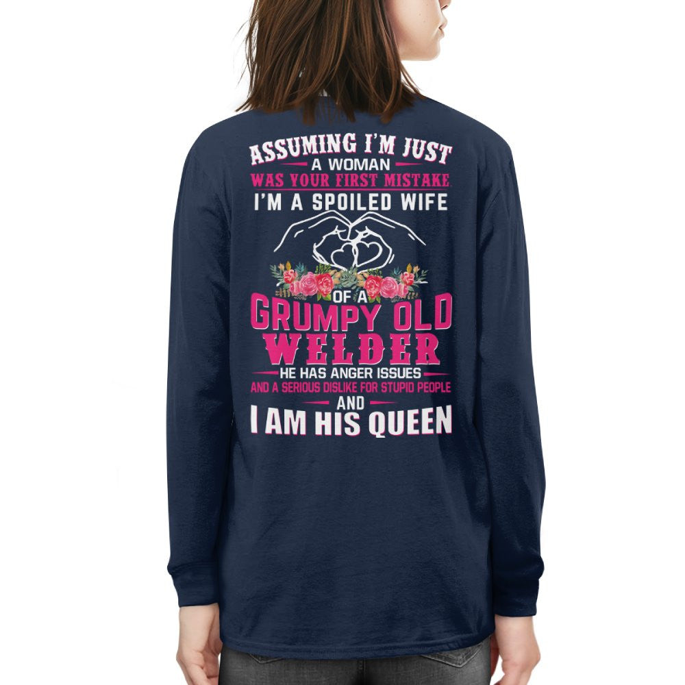 Assuming I'm Just A Woman - Grumpy Welder Wife Quote T-Shirt Hoodie & More - grunx260804-0212
