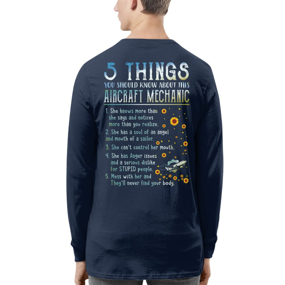 5 Things About Her - Aircraft Mechanic Female Quote T-Shirt, Hoodie & More - grunx260804-0054