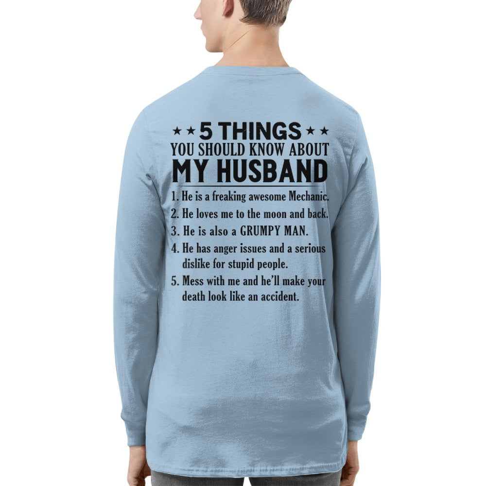 5 Things You Should Know About My Husband Mechanic Apparel - Funny Gift T-Shirt, Hoodie & More - grunx260804-0024