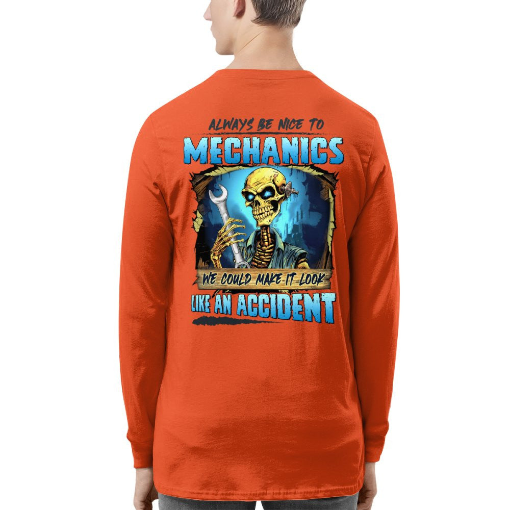 Always Be Nice To Mechanics Apparel - Skull Humor T-Shirt, Hoodie & More - grunx260804-0110