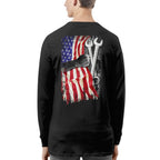 American Flag Fist Wrench - Patriotic Mechanic Apparel T-Shirt, Hoodie & More - grunx260804-0146