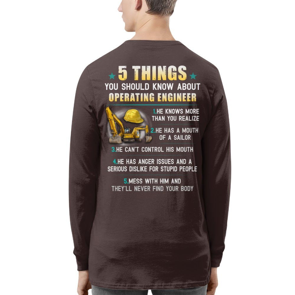 5 Things You Should Know - Operating Engineer Humor T-Shirt Hoodie & More - grunx260804-0053