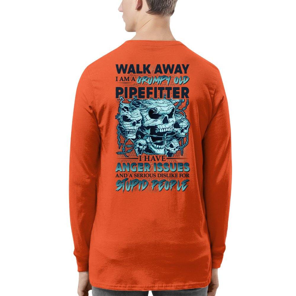 Grumpy Old Pipefitter Apparel - Skull Anger Issues T-Shirt, Hoodie & More - grunx260804-0173